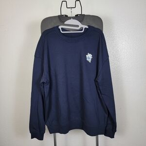 Goodfellow Pullover Crew‎ Neck Sweatshirt Flower Embroidery Blue Size L